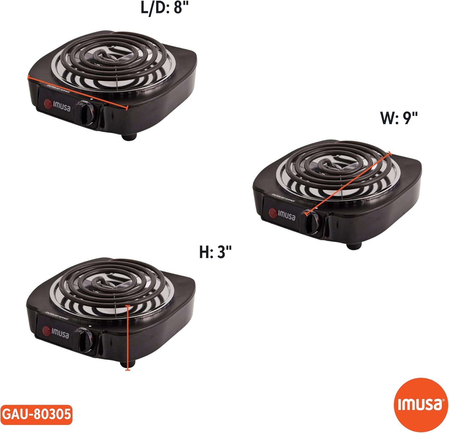 IMUSA USA GAU-80305 Electric Single Burner 1100-Watts, Black - Image 9