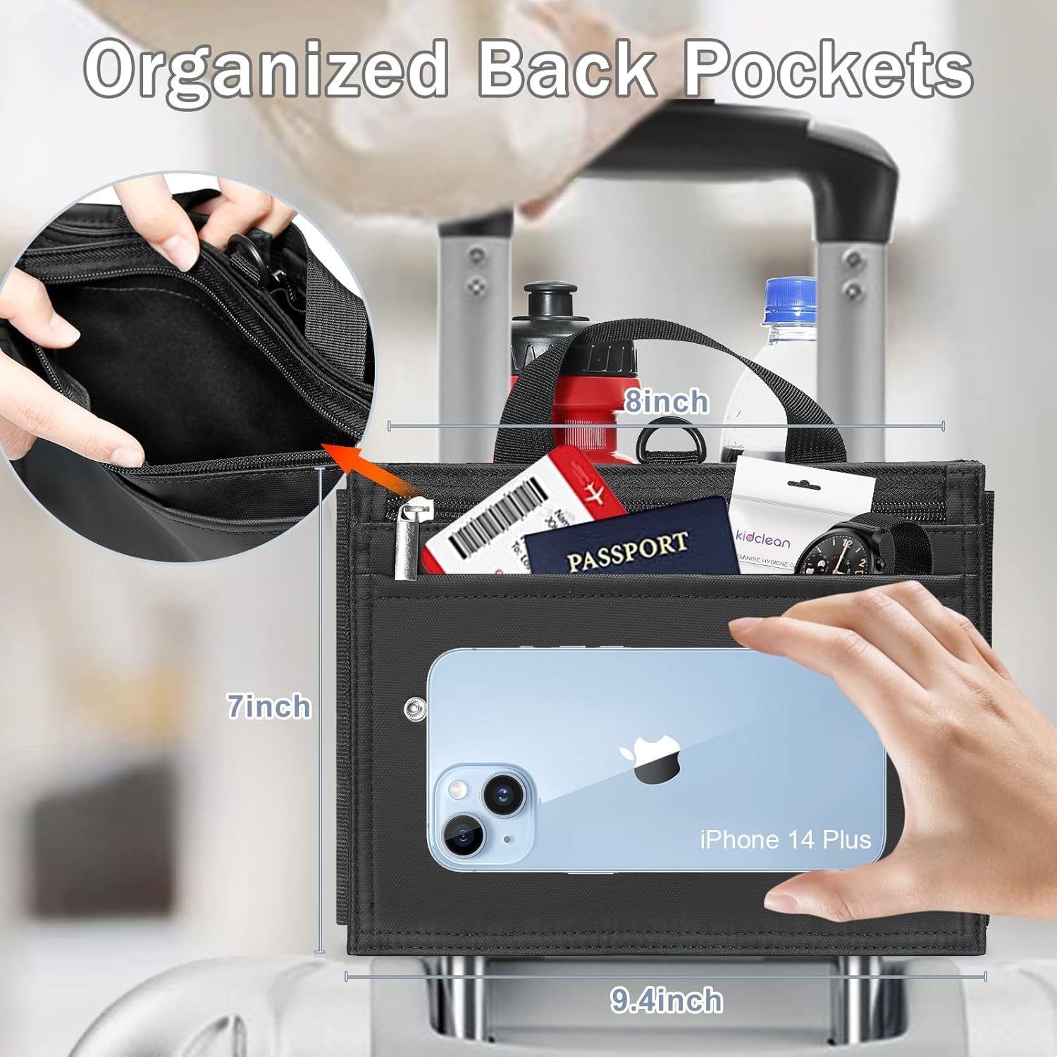 Luggage Cup Holder Travel Drink Bag for Suitcase Portable Foldable Luggage Drink Caddy With Handle, Fits Roll on Suitcase Handle, Gifts for Flight Attendants Creative Travel Accessories (Black) - Image 3